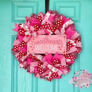 Pink and Red Sweethearts Welcome Wreath